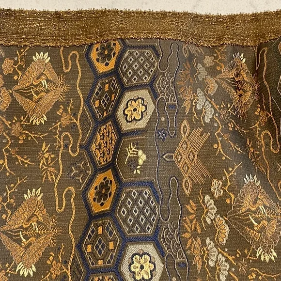 RALPH LAUREN 100% Silk & Gold Crane Tapestry Sleeveless Dress 10 - Picture 6 of 11